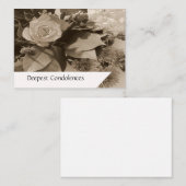 ヴィンテージホワイトローズ悔やみや弔慰 ノートカード (正面/裏面)