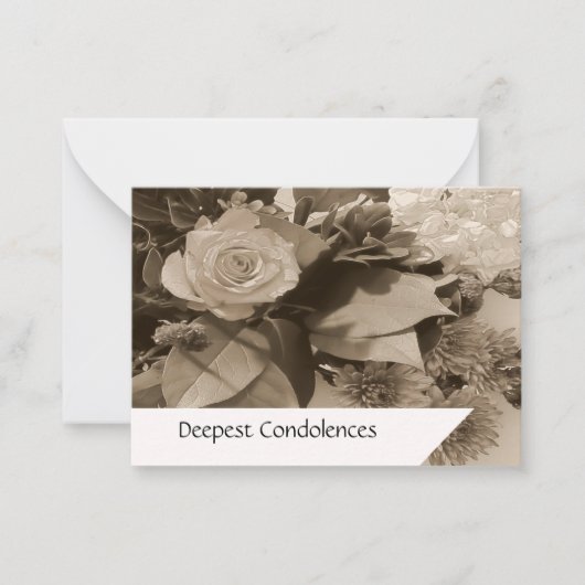 ヴィンテージホワイトローズ悔やみや弔慰 ノートカード (正面)