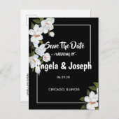 ヴィンテージホワイトローズ日付を保存 案内ポストカード (正面/裏面)