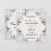 ヴィンテージホワイトローズ結婚のリハーサル招待状 招待状 (正面/裏面)