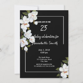 ヴィンテージホワイトローズ誕生日 招待状