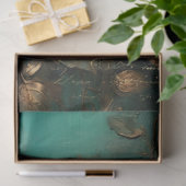 ヴィンテージホワイトローズ金ゴールドエメラルドグリーン 薄葉紙 (ギフト)