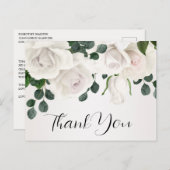 ヴィンテージホワイトローズ60th誕生日サンキュー ポストカード (正面/裏面)