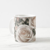 ヴィンテージホワイトローズ コーヒーマグカップ (正面左)