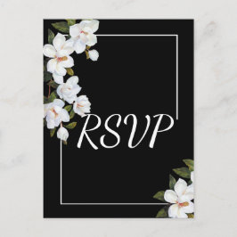 ヴィンテージホワイトローズRSVP インビテーションポストカード