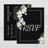 ヴィンテージホワイトローズRSVP インビテーションポストカード (正面/裏面)