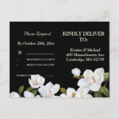 ヴィンテージホワイトローズRSVP インビテーションポストカード (裏面)