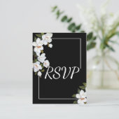 ヴィンテージホワイトローズRSVP インビテーションポストカード (スタンド正面)
