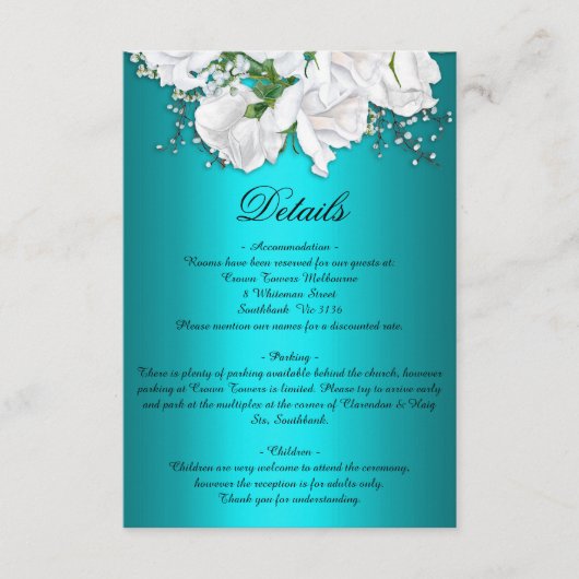 ヴィンテージホワイトローゼズアンドア結婚ア詳細 エンクロージャーカード (正面)