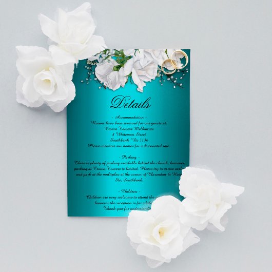 ヴィンテージホワイトローゼズアンドア結婚ア詳細 エンクロージャーカード