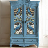 ヴィンテージホワイトローゼズブルーバードアールヌーボーエフェメラ 薄葉紙