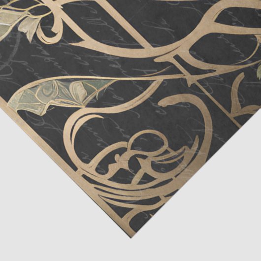 ヴィンテージホワイトローゼズブルーバードアールヌーボーエフェメラ 薄葉紙 (詳細)