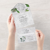 ヴィンテージホワイトロ結婚ーズオールインワン招待状 オールインワン招待状 (貼ってはがせる)