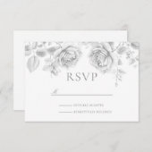 ヴィンテージホワイトロ結婚ーズ 出欠カード (正面/裏面)