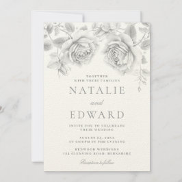 ヴィンテージホワイトロ結婚ーズ 招待状