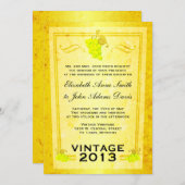 ヴィンテージホワイトワイン結婚式招待状 招待状 (正面/裏面)