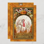 ヴィンテージホワイト感謝祭トルコ招待状 招待状 (正面/裏面)