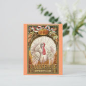 ヴィンテージホワイト感謝祭トルコ シーズンポストカード (スタンド正面)