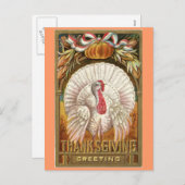 ヴィンテージホワイト感謝祭トルコ シーズンポストカード (正面/裏面)