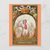 ヴィンテージホワイト感謝祭トルコ シーズンポストカード (正面)