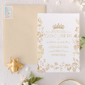 ヴィンテージホワイト金ゴールドティアラフローラキンセアニラ 招待状
