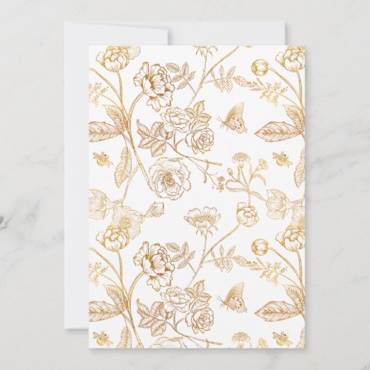 ヴィンテージホワイト金ゴールドティアラフローラキンセアニラ 招待状 (裏面)