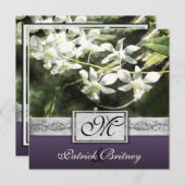 ヴィンテージホワイト&パープルオーキッド結婚式招待状 招待状 (正面/裏面)