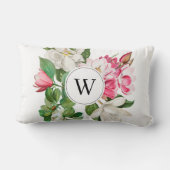 ヴィンテージホワイト&ピンクマグノリア花モノグラム ランバークッション (裏面)