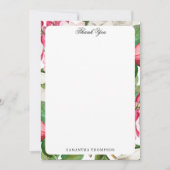 ヴィンテージホワイト&ピンクマグノリア花名前をカスタムする サンキューカード (正面)