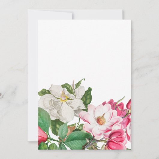 ヴィンテージホワイト&ピンクマグノリア花名前をカスタムする サンキューカード (裏面)