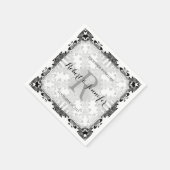 ヴィンテージホワイト+ブラックトライバルヴィンテージ紙ナプキンス スタンダードカクテルナプキン (角)