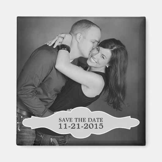 ヴィンテージホワイトLaBon Vie Photo Save the Date Magnet マグネット (正面)