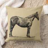 ヴィンテージホースア図解入りの、写真付きのート馬術 クッション (ブランケット)