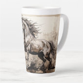 ヴィンテージホースイラストレーション カフェラテマグ (右アングル)