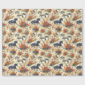 ヴィンテージホースウエスタンカウボーイフローラ ラッピングペーパー (フラット)