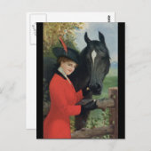 ヴィンテージホースガールレッドコートエクエストランシュガーキューブ ポストカード (正面/裏面)