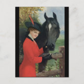 ヴィンテージホースガールレッドコートエクエストランシュガーキューブ ポストカード (正面)