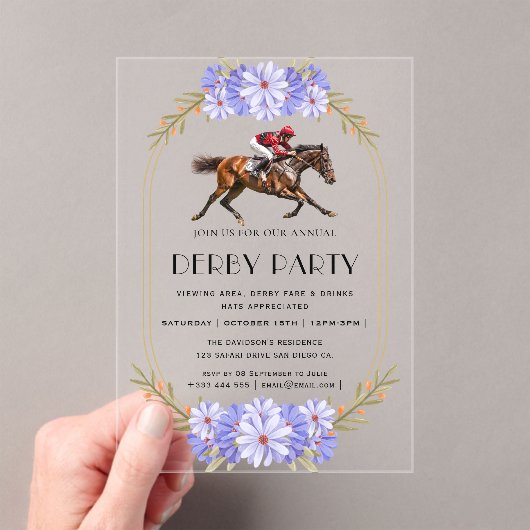 ヴィンテージホースレースクジョッキーダービーパーティの招待状 アクリル招待状 (インサイチュ (ポータブル))