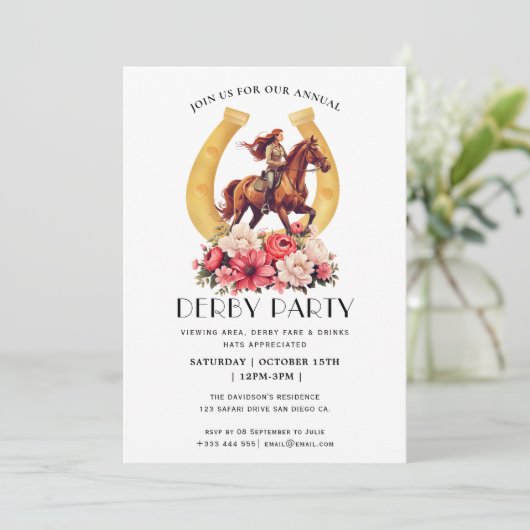 ヴィンテージホースレースクジョッキーダービーパーティの招待状 招待状 (スタンド正面)