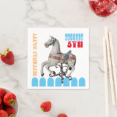 ヴィンテージホース回転木馬5th誕生日紙ナプキン スタンダードカクテルナプキン (インサイチュ)