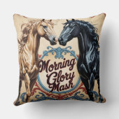 ヴィンテージホース食べ物を与えサックモーニンググローリーマッシュファーム クッション (裏面)