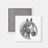 ヴィンテージホース&ホースシュー冷蔵庫用マグネット マグネット (正面/裏面)