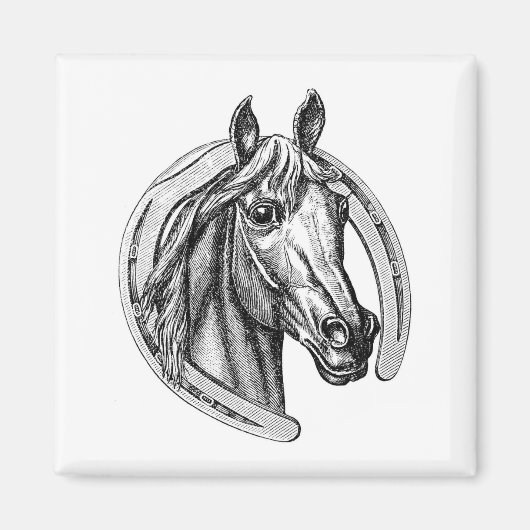 ヴィンテージホース&ホースシュー冷蔵庫用マグネット マグネット (正面)