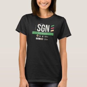 ヴィンテージホーチミンシティSGN空港コードレトロTr Tシャツ