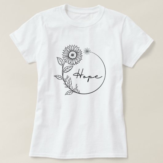 ヴィンテージホープ黒ひまわり花フローラ離れ Tシャツ (デザイン正面)