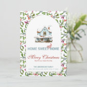 ヴィンテージホームスイートニューホームブルーハウスクリスマス シーズンカード (スタンド正面)