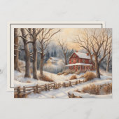 ヴィンテージホームスノーフォレストウィンターメリークリスマス シーズンカード (正面/裏面)