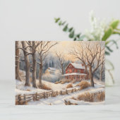 ヴィンテージホームスノーフォレストウィンターメリークリスマス シーズンカード (スタンド正面)