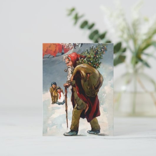 ヴィンテージホームレス探しサンタ葉書 ポストカード (スタンド正面)