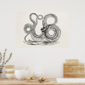 ヴィンテージボアスネークスケルトンパーソナライズされたテンプレート ポスター (キッチン)